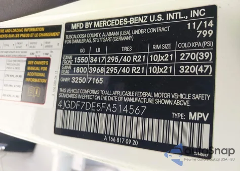 2015 Mercedes-Benz Gl 550 4Matic from USA, damaged, VIN 4JGDF7DE5FA514567